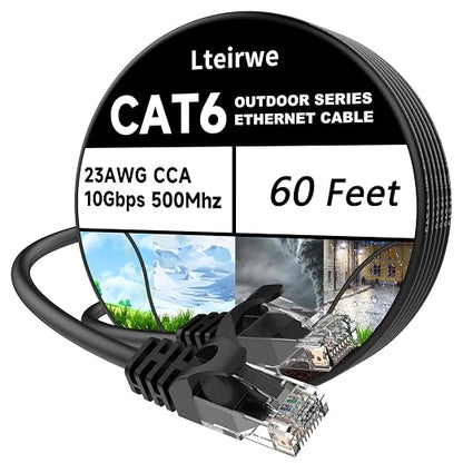 CAT6 Ethernet Cable 60FT 23AWG High Speed 500MHz 10Gbps Transmission Speed by Lteirwe