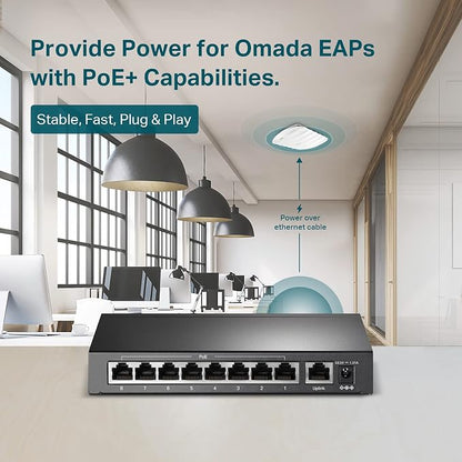 TP-Link 9 Fast Ethernet 10/100Mbps PoE Switch 8 PoE+ Ports @65W Sturdy Metal - Image 3
