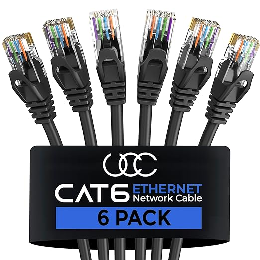 Cat 6 Ethernet Cable 15 Feet 6 Pack, Cat6 RJ45 Ethernet Patch Cables, by UltraClarityCables