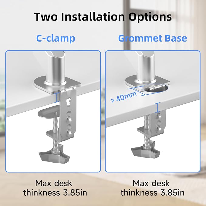 Suptek Single Monitor Mount Adjustable Gas Spring Monitor Arm Desk Mount Stand - Image 7