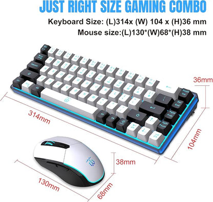Snpurdiri 60% Wireless Gaming Keyboard and Mouse Combo, Ice Blue Backlit - Image 7