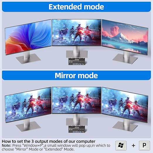 HDMI+2Displayport KVM Switch 3 Monitors 3 Computers 8K@60Hz 4K@144Hz, Triple - Image 4