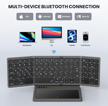 Foldable Bluetooth Keyboard, Portable Full Size Folding Keyboard - Image 4