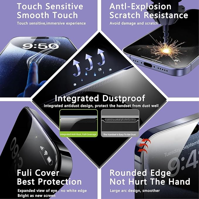 Matte Screen Protector for iPhone Air 6.5-Inch, Auto Dust Removal, 9H Tempered - Image 4