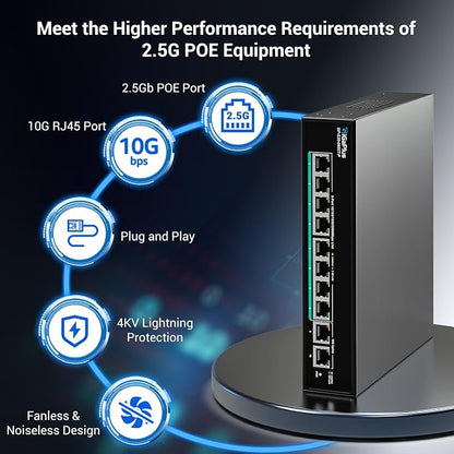 10-Port 10Gb Unmanaged PoE Ethernet Switch - Image 6