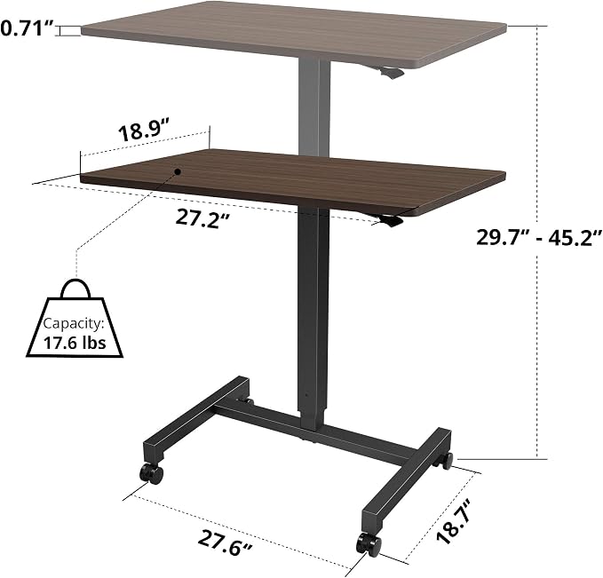 FitDesk Portable Laptop Desk, Rolling Standing Workstation Adjustable Height - Image 9