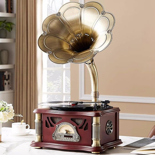 Vintage Gramophone with Bluetooth Output Vintage Record Players Retro by HZLSBLVintageGramophone