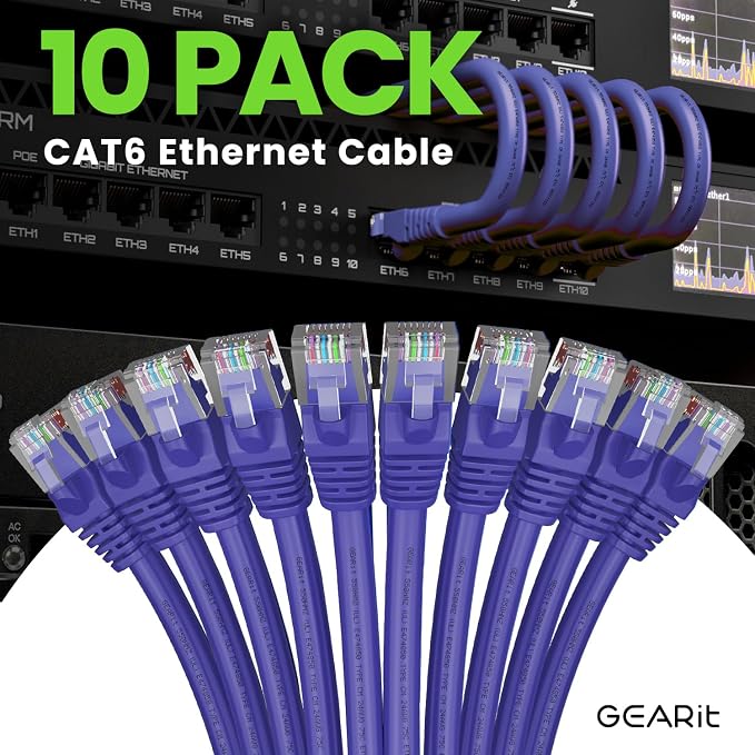 GearIT Cat 6 Ethernet Cable Cat6 Network Patch, Snagless Cord, Internet - Image 2