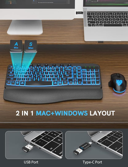 SABLUTE Ergonomic Wireless Keyboard and Mouse Combo - Image 5