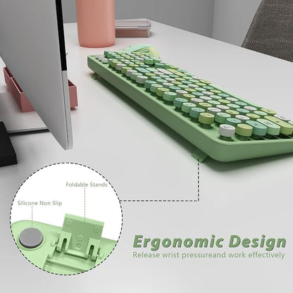 Green Wireless Keyboard and Mouse, KOOTOP Cute Green Colorful Keyboard and Mouse - Image 7