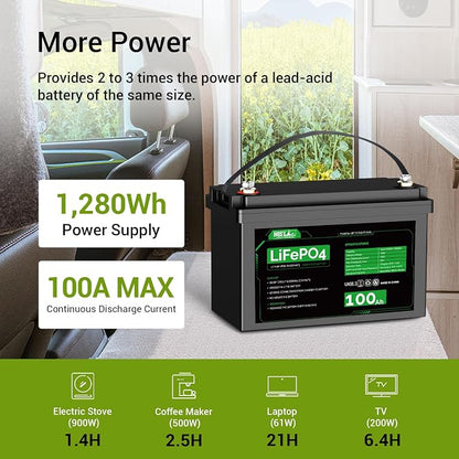 HQST LiFePO4 Battery 100ah Lithium Battery, 12V Lithium Iron Phosphate Battery - Image 6