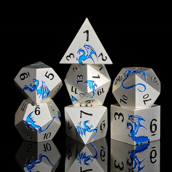 Metal DND Dice, HNCCESG Dragon Metallic D&D Dice Set 7 PCS by HNCCESG