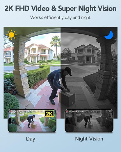 XTU Battery Doorbell, 180° Head-to-Toe Video, Live View - Image 2