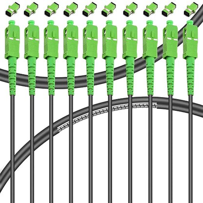 10-Pack - 50m SC/APC to SC/APC Fiber Optic Internet Cable, Armored Single Mode by Bangun