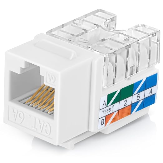 Everest 90° Angled RJ45 Cat6A Keystone Jacks 100-Pack in White by EverestMediaSolutions