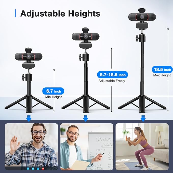 EMEET C960 4K Webcam with Tripod, 4K UHD Sony Sensor, 3 Adjustable Height Mini - Image 2