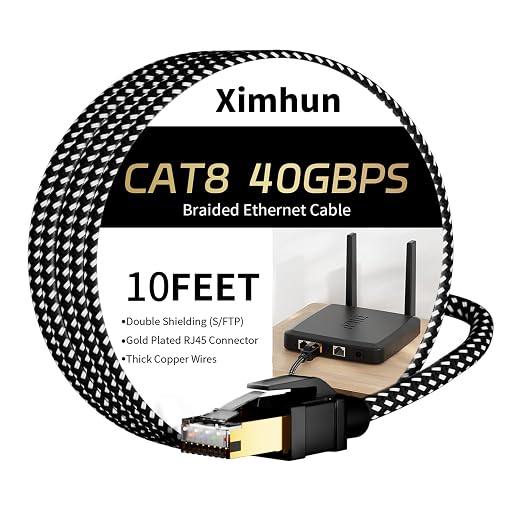 Cat 8 Ethernet Cable 10FT, Nylon Braided High Speed Internet Network Cable by XimhunEthernetCable