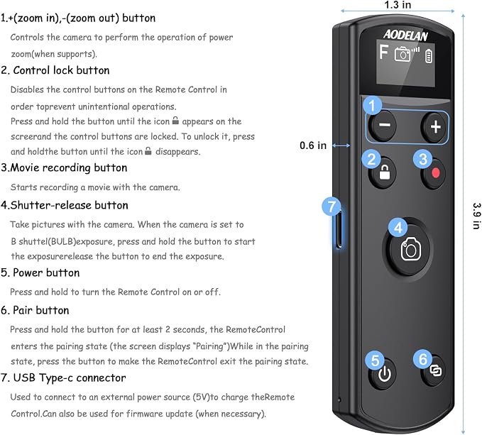 for Fuji Camera Rechargeable Shutter Release, AODELAN Wireless Remote Control - Image 7