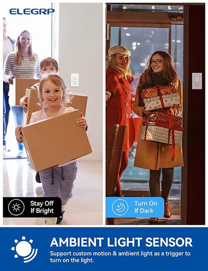 ELEGRP Smart Motion Sensor Switch, 2.4GHz Wi-Fi 3 Way Light Switch Compatible - Image 7