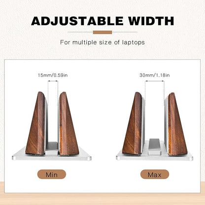 muso wood Vertical Laptop Stand, Walnut Laptop Holder Desktop Stand - Image 3