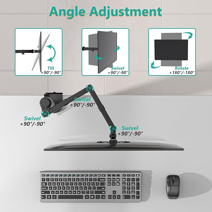 WALI Single Monitor Mount, Single Monitor Arm Desk Mount, Desk Monitors Stand - Image 6