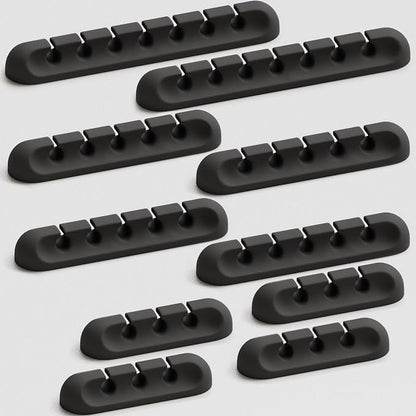 USB Cable Organizer Clips Cord Holder, 10 Packs Black Self Adhesive Desk Cord by Apromisith