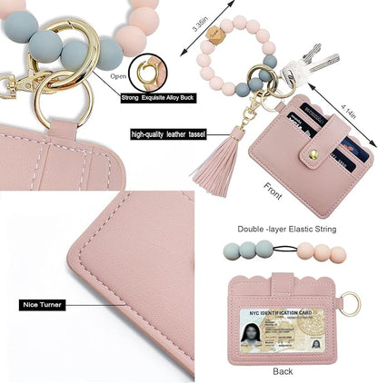 Keychain Wallet Wristlet Small Credit Card Holder Bracelet Key Chain Purse - Image 3