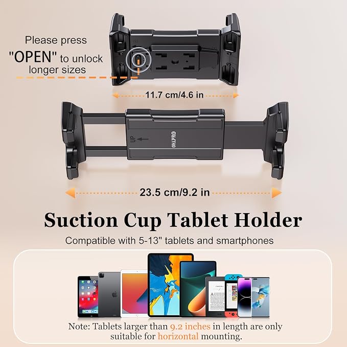 OHLPRO Tablet Holder for Car Dashboard Windshield Wall Desk, Adjustable Stand - Image 3
