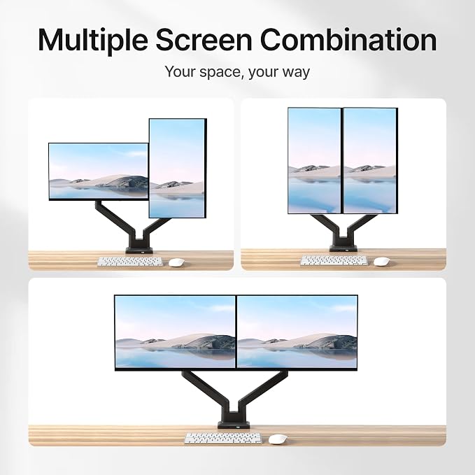 monTEK Dual Monitor Mount with USB Monitor Arms - Image 5