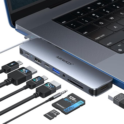 USB C Adapter HDMI USB Multiport Hub, 8 in 2 Accessories by ABIWAZY