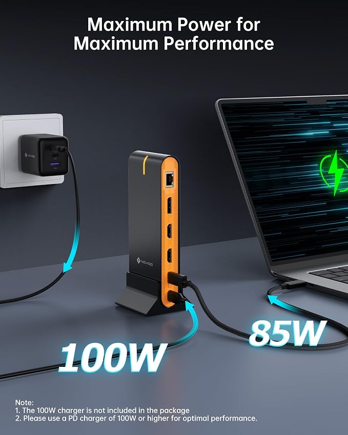 NOVOO 15-in-1 Vertical/Horizontal USB C Docking Station Triple Monitor – - Image 7
