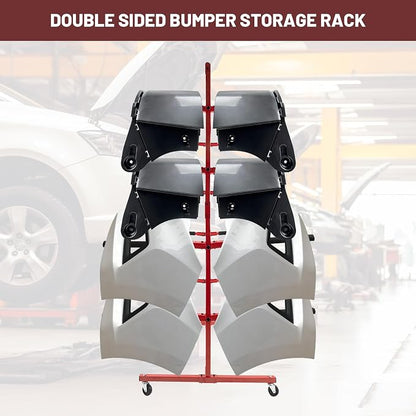 Mobile Bumper Storage Rack, 8 Pairs of Arms Double Sided Bumper Stand - Image 6