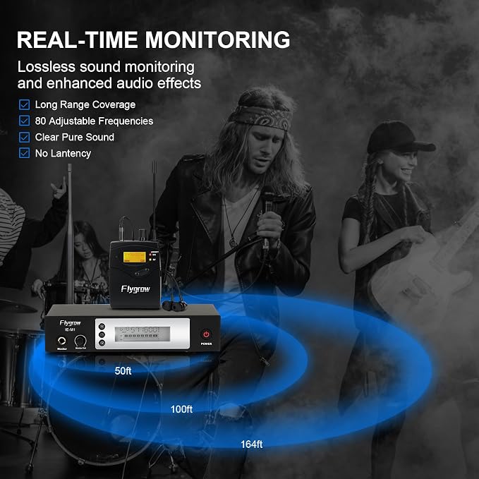 Pro UHF Wireless in Ear Monitor System, Metal IEM Dual Channel Wireless - Image 4