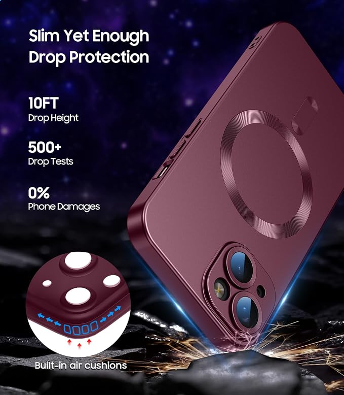 Magnetic for iPhone 14 Plus Case Slim Soft Silicone Bumper Shockproof Metallic - Image 4