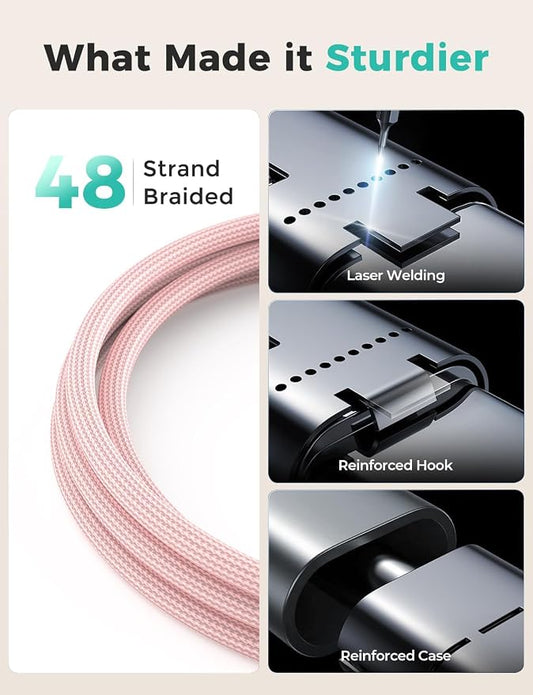 Pink-Upgraded 3 in 2 USB C Cable - Image 2