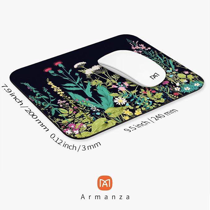 Square Mouse Pad Midnight Flowers, Personalized Premium-Textured Custom Mouse - Image 2