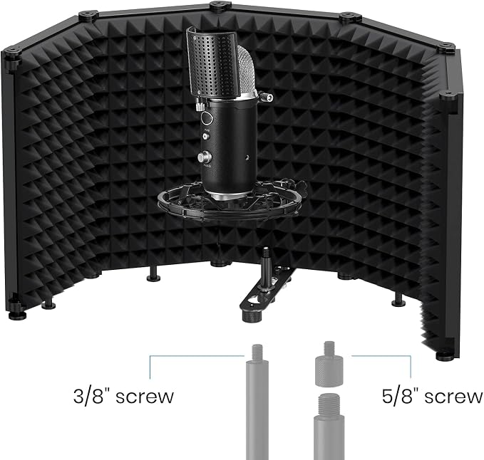 Moukey Microphone Insulation Sound Insulation Sound Shield Isolation, 5 Sides - Image 8