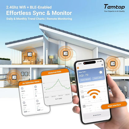Temtop M10+ WiFi Air Quality Monitor, Rechargeable CO2 Detector - Image 6