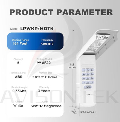 Avisontek for Wireless Linear Garage Door Opener Keypad LPWKP/MDTK - Image 7