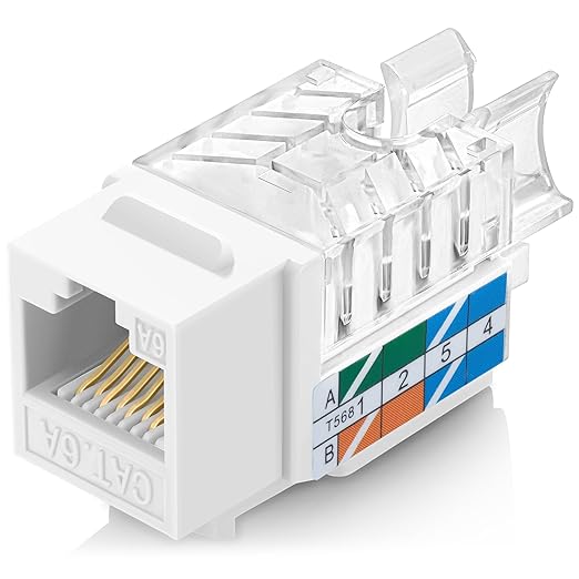 Everest 45° Angled RJ45 Cat6A Keystone Jacks 50-Pack in White by EverestMediaSolutions