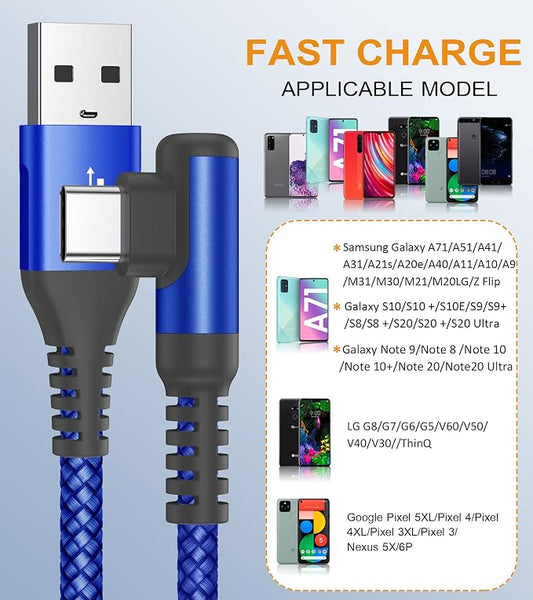 sweguard USB Type C Charger Cable Right Angle iPhone 16 Charger Nylon Braided - Image 2