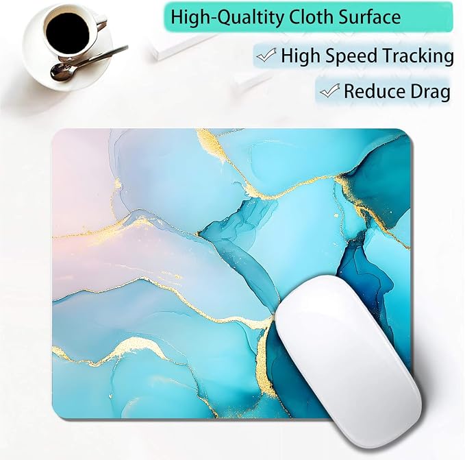 Golden Textured Teal Marble Custom Mouse Pad - Image 3