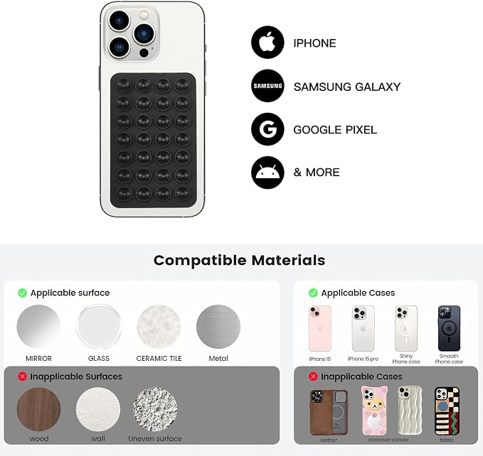 Silicone Double-Sided Suction Phone Grip Detachable Mount - Image 8
