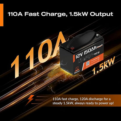 12V 150Ah LiFePO4 Lithium Battery BCI Group31 Bluetooth 2Pack, Built-in 110A BMS - Image 4