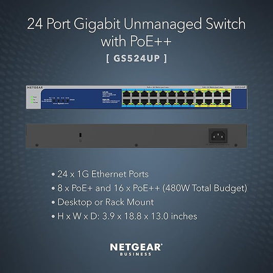 NETGEAR 24-Port Gigabit Ethernet Unmanaged PoE Switch - - Image 2