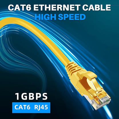 Adoreen Cat 6 Ethernet Cable 200 Ft-Yellow, Outdoor & Indoor Snagless Long - Image 5