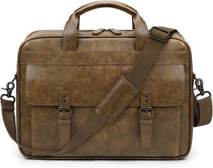 RAINSMORE Messenger Bag for Men 16 Inch Laptop Bag Vintage Leather Waterproof by RAINSMORE