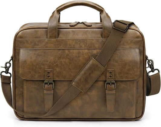 RAINSMORE Messenger Bag for Men 16 Inch Laptop Bag Vintage Leather Waterproof by RAINSMORE