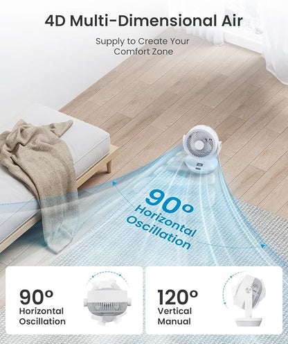 Fan for Bedroom, 120°Vertical Manual +90°Oscillating Desk fan, 60ft Powerful - Image 9