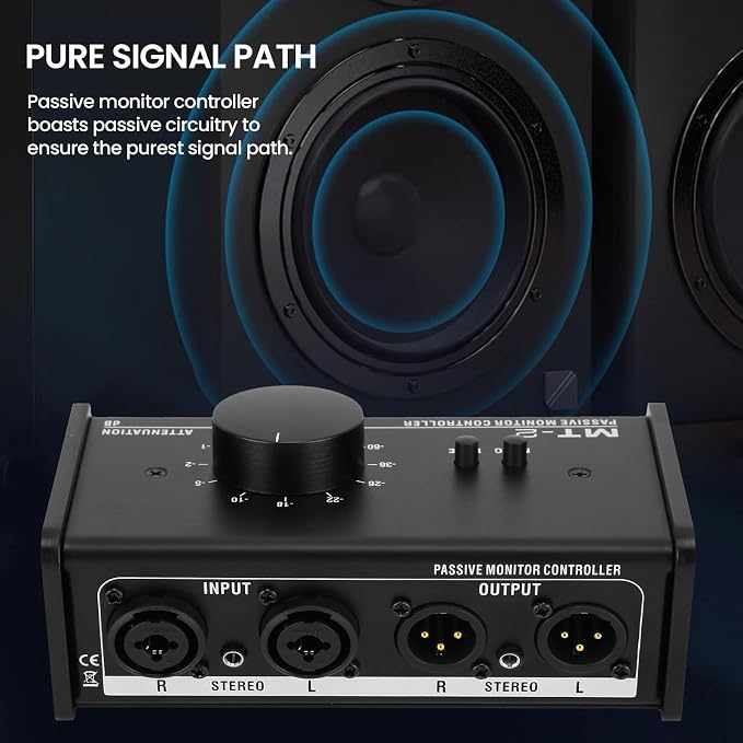 Passive Monitor Controller, Mute Control Large Control Knob Passive Stereo - Image 4